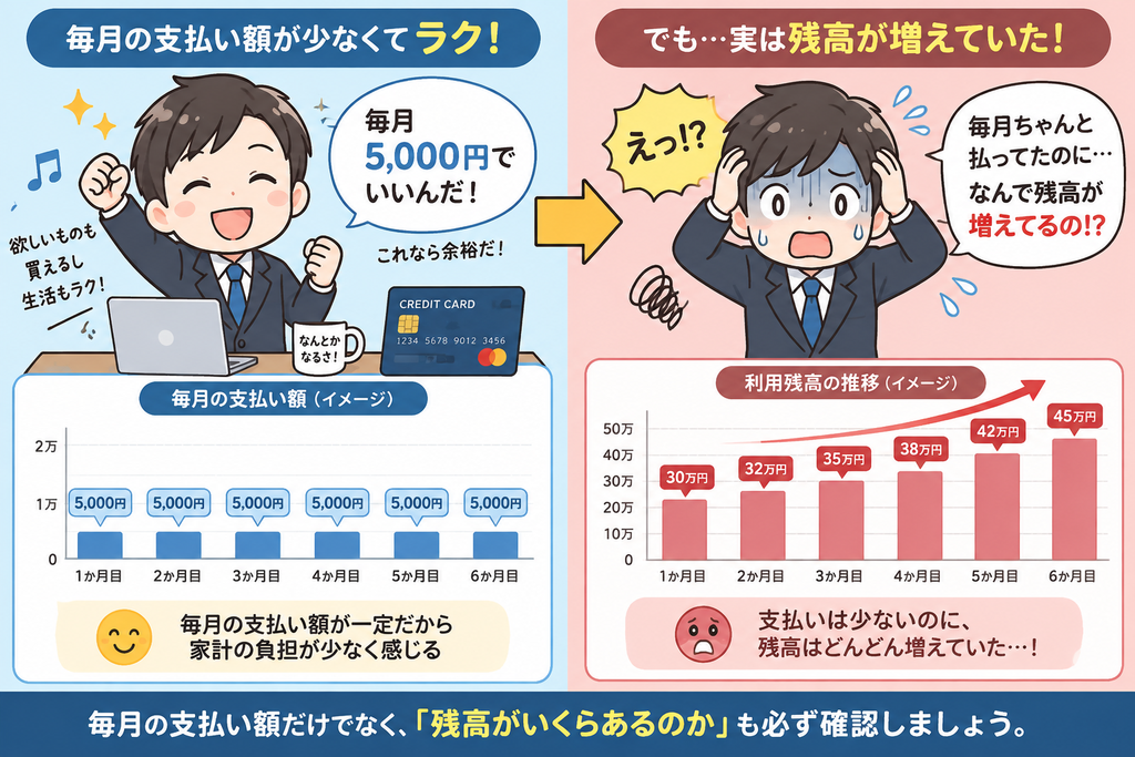 リボ払いの仕組みを勘違いしている様子