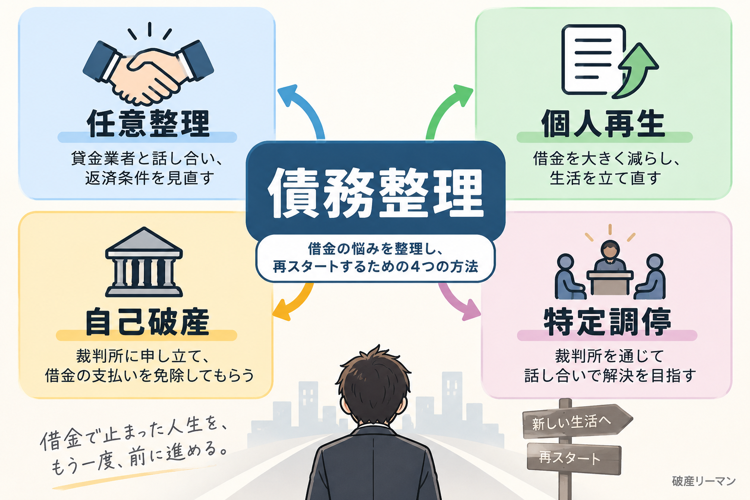債務整理とは？任意整理・個人再生・自己破産など4つの方法をわかりやすく解説